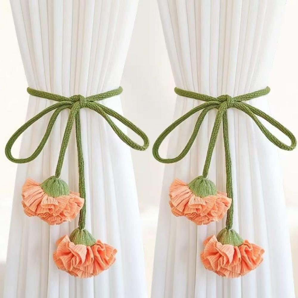 Adjustable Flowers Curtain Straps Decorative Carnation Curtain Tie Rope Curtain Buckle Bedroom
