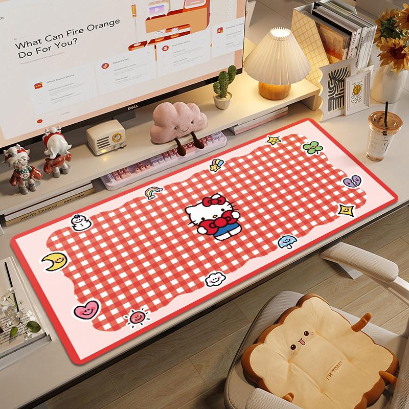 2026 Girls Hello KittySlip-resistant and Dirt-proof Leather Mouse Mat Writing Desk Tablecloth Desk Mat Office Computer Desk Mat