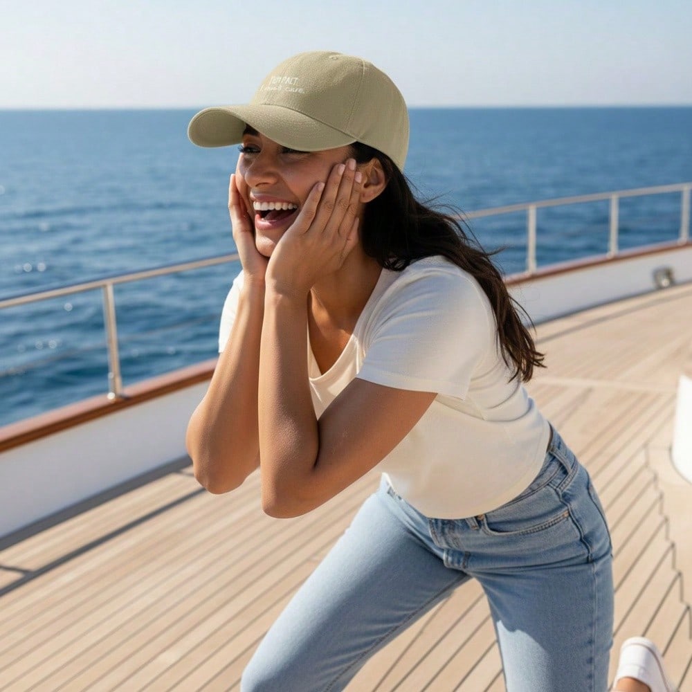 [Casual Baseball Cap] Beige "FUN FACT: I Don't Care." Print Baseball Hat, Adjustable Breathable Lightweight Curved Brim, Daily Wear Sun Dad Hat