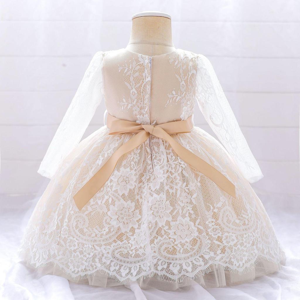 Платье подружки невесты с большим бантом для девочек на крестины 1 года, платье принцессы на день рождения, костюм, вечернее свадебное платье с короткими рукавами