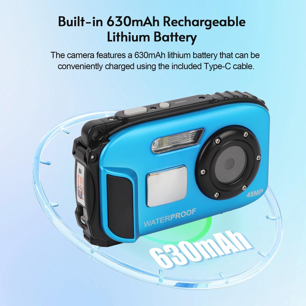 1080P Water Resistant Digital Camera 48MP Digital Video Camera 2.4 Inch IPS Screen Auto Focus 16X Digital Zoom Camera