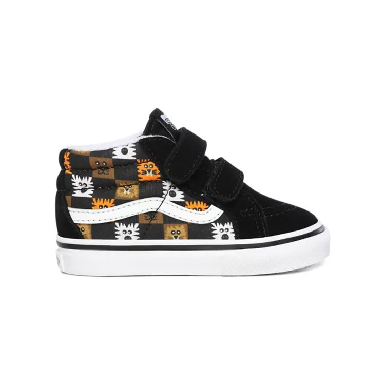 Vans Sk8 Animal Checkerboard Mid-Top Walker Shoes Black Baby Shoes VN0A348J0GN