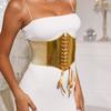 PU Leather Wide Belt Gold Silver Corset Belt Versatile Waist Strap  for Women