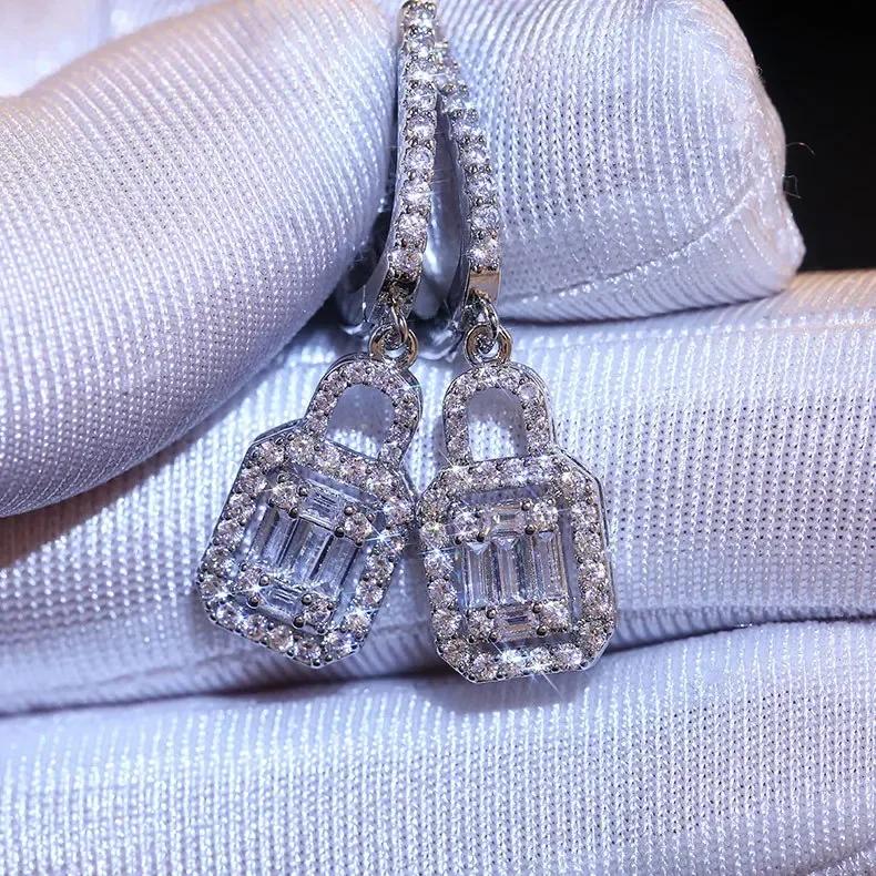 Серьги-подвески средней длины для помолвки Ювелирные изделия Элегантные Блестящие Алмаз Моссани Красивый Подарок Миланская Девушка Модные Аксессуары