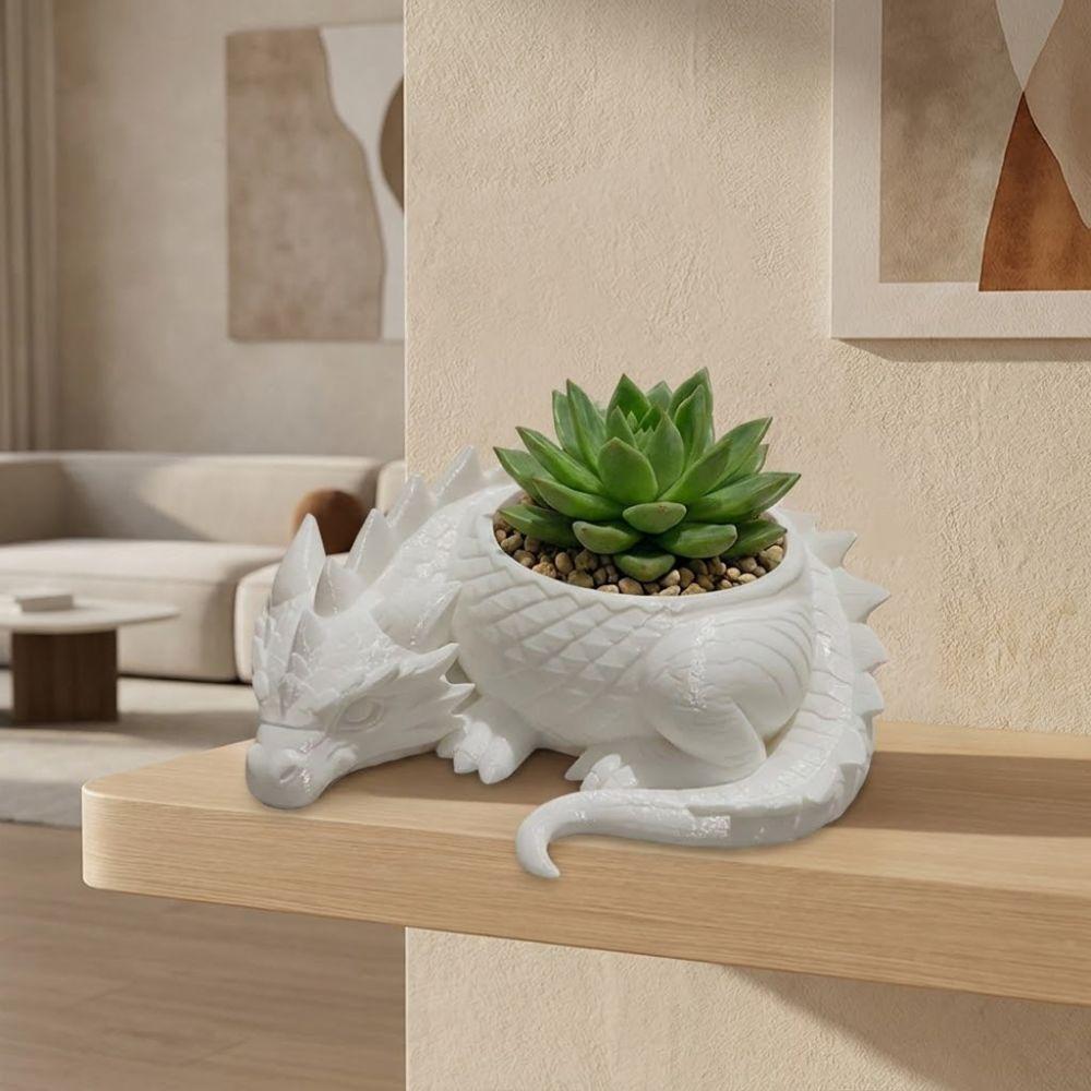 3D Printed Dragon Shaped Plant Pot Growing Pots Plastic Flower Container Funny Handmade Succulent Planter for Living Room