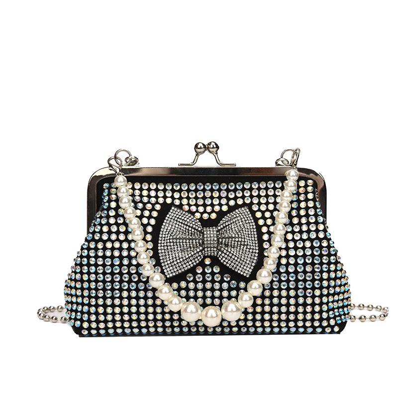 Модная сумка для ужина с бриллиантовым бантом, женская литературная ручная сумка через плечо