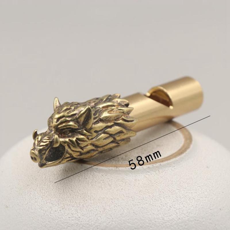 Copper Wild Boar Rhino Eagle Boa Lion Wolf Kirin Lizard Keychain Pendants Outdoor Referee Whistle Vintage Wild Survival Whistles