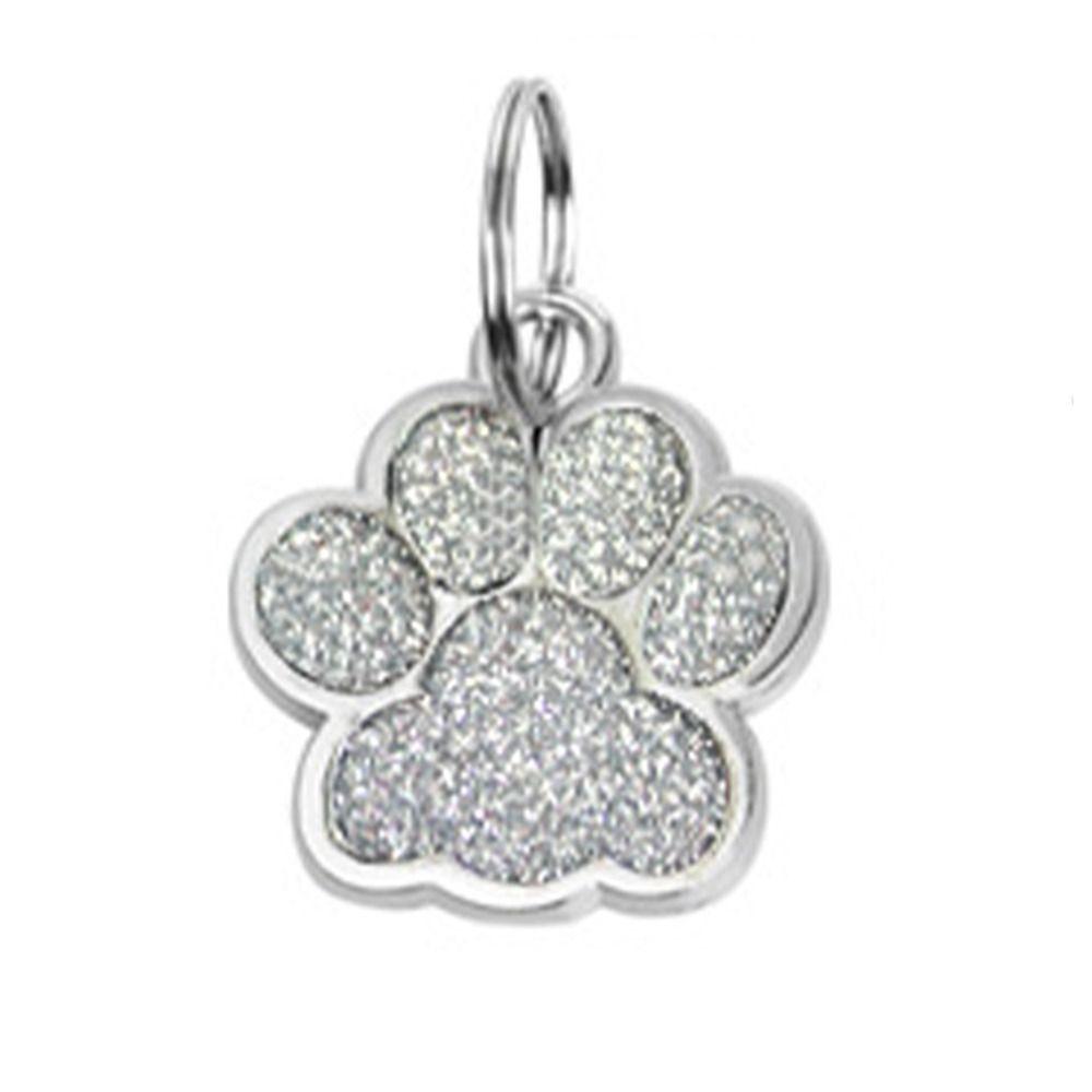 Cat Dog Paw Print Pet Glitter Pendant Anti-Lost Pet Collar Tag Pendant Dog Cat Tags Cats