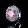 Square High Carbon High-Grade Diamond Ring Set With Pink Diamond Colored Treasure Ring Jewelry Style