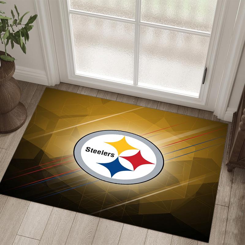 Pittsburgh Steelers Design Crystal Velvet Carpet Cozy Non?Slip Printed Rug For Bedroom Living Room Entrance