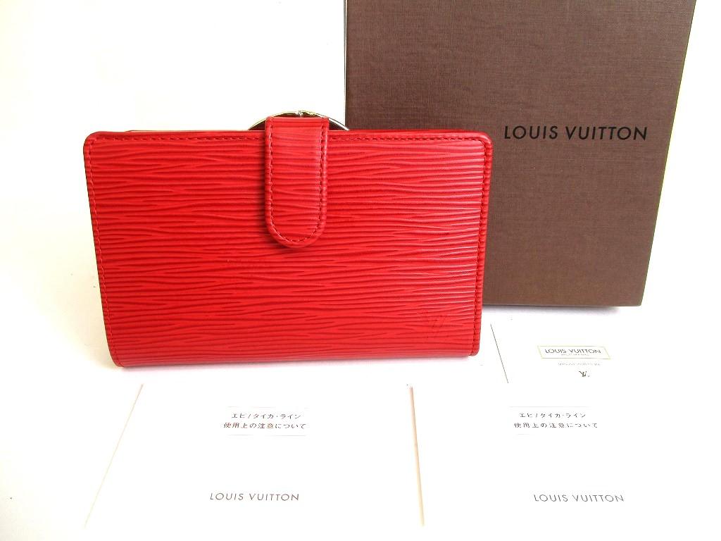 Оригинальный бифолд-кошелек LOUIS VUITTON из красной кожи Epi French Purse #9742 Открытая коробка