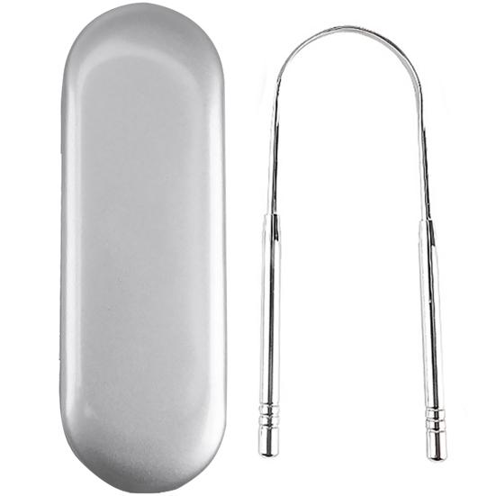 Stainless Steel Tongue Scraper Cleaner Fresh Breath Keeper Oral Hygiene with Box