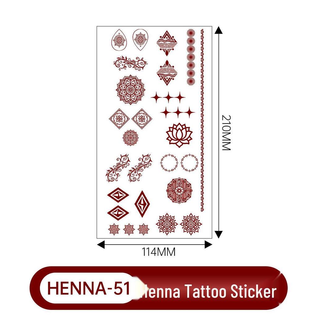 Lace Brown Waterproof Henna Flower Tattoo Stickers for Hands