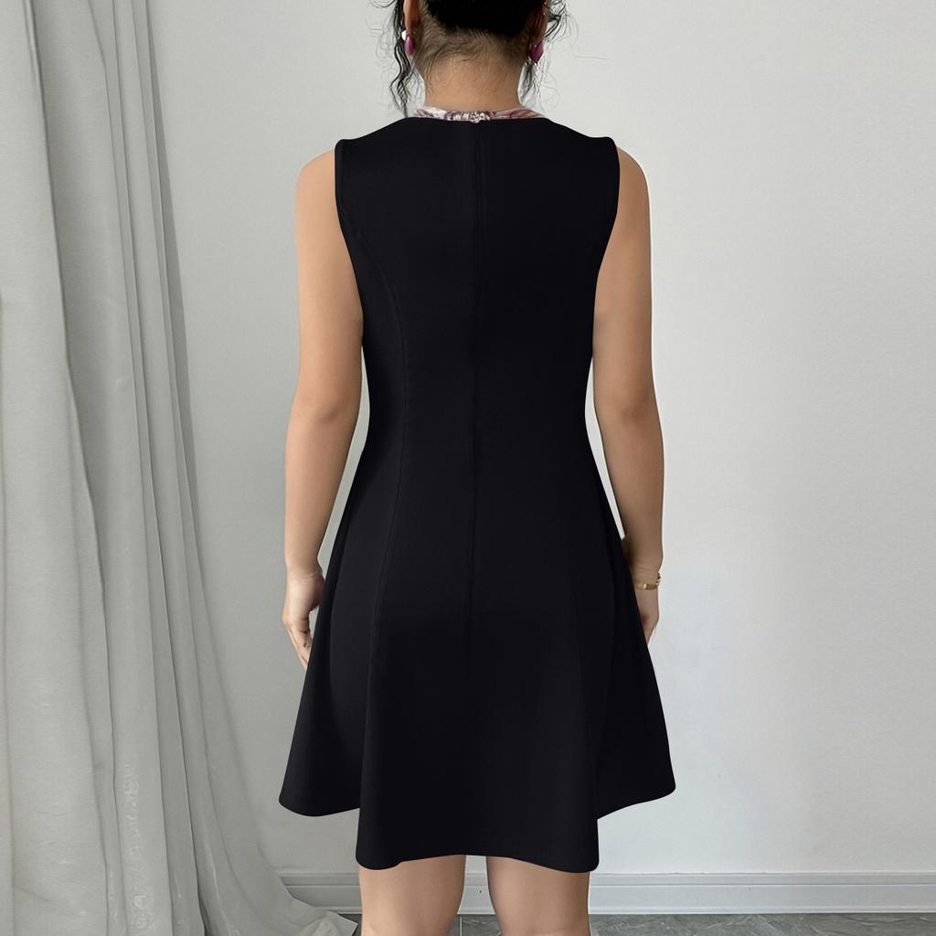 Женское однотонное платье без рукавов с поясом на талии, облегающее, с круглым вырезом и бантом