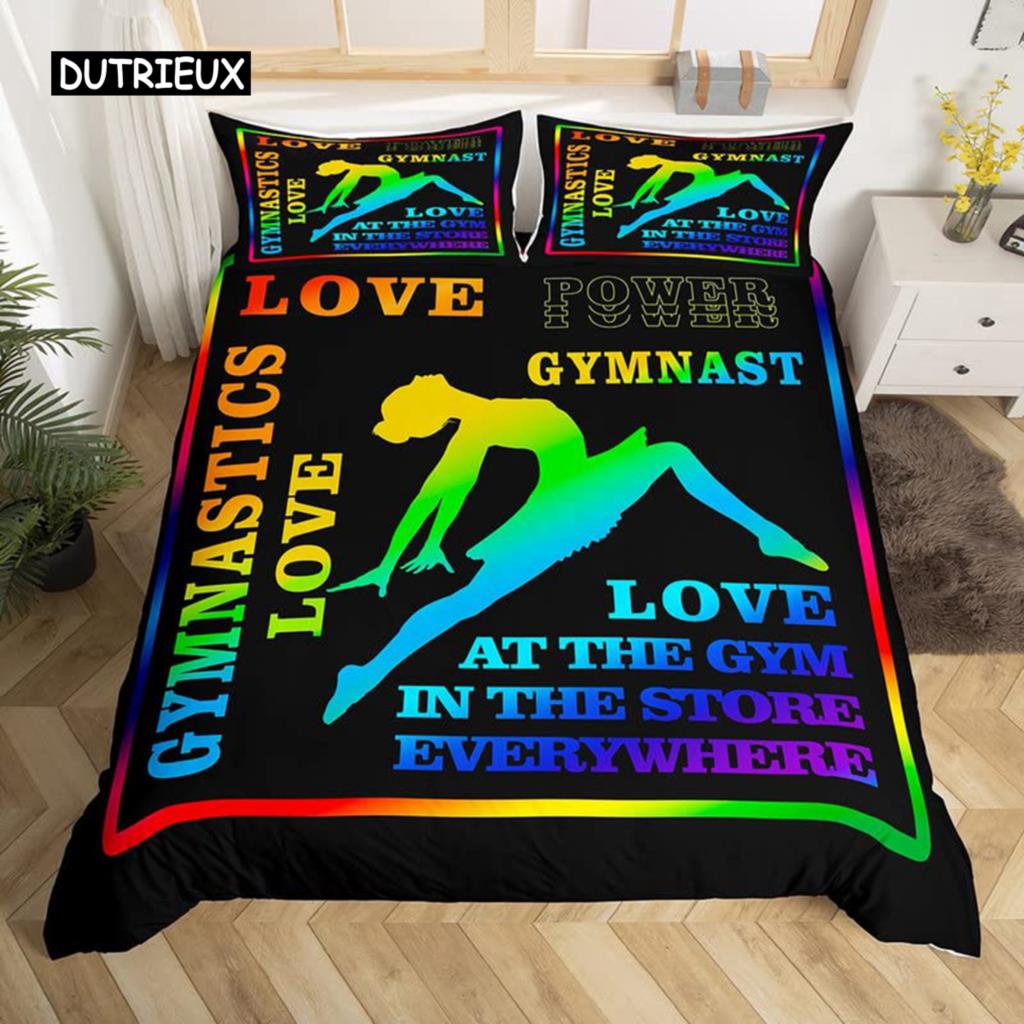 Пододеяльник для балета, комплект постельного белья Love Gymnastics, полиэстер, танцор, музыкальный плед, чехол для вечеринки Popstar, вольные упражнения, декор