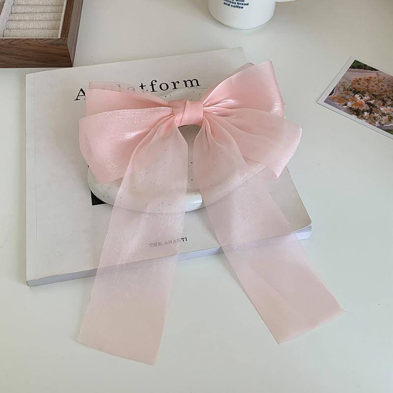 Черно-белая заколка для волос с бантом из пряжи для женщин и девочек, весенняя заколка на затылке, аксессуары для волос