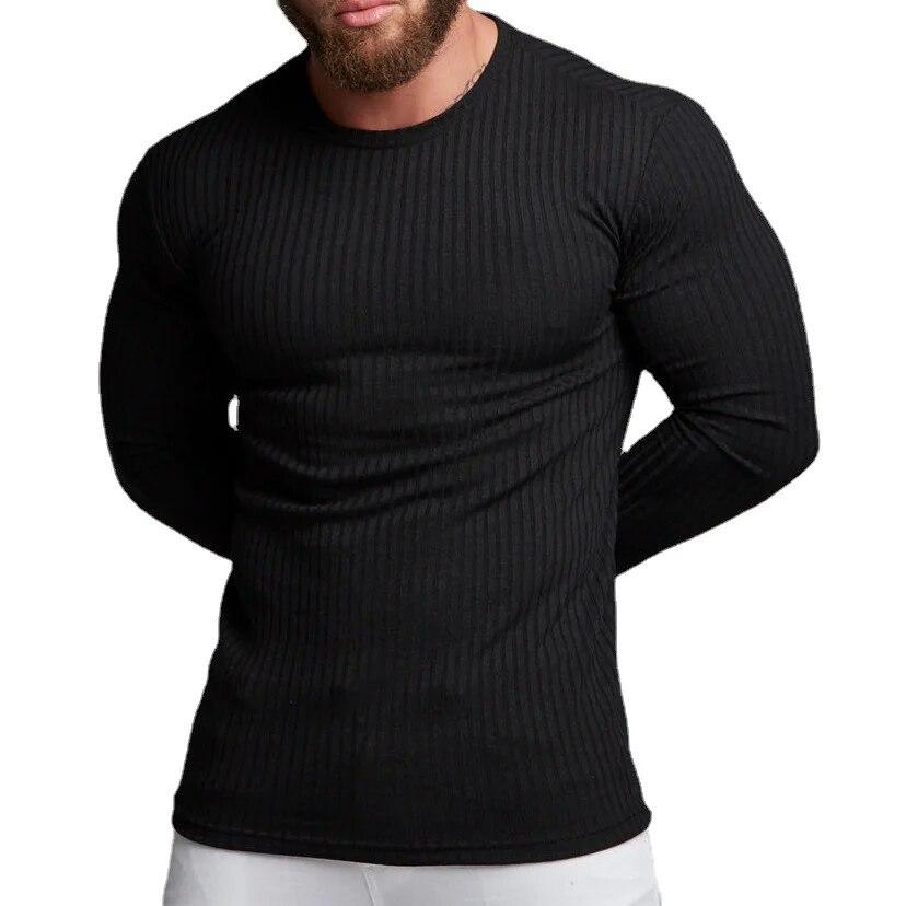Spring Autumn Fashion Mens Thin Sweaters Casual Roll Neck Solid Pit Strip Slim Fit Sweaters Men Turtleneck Pullover