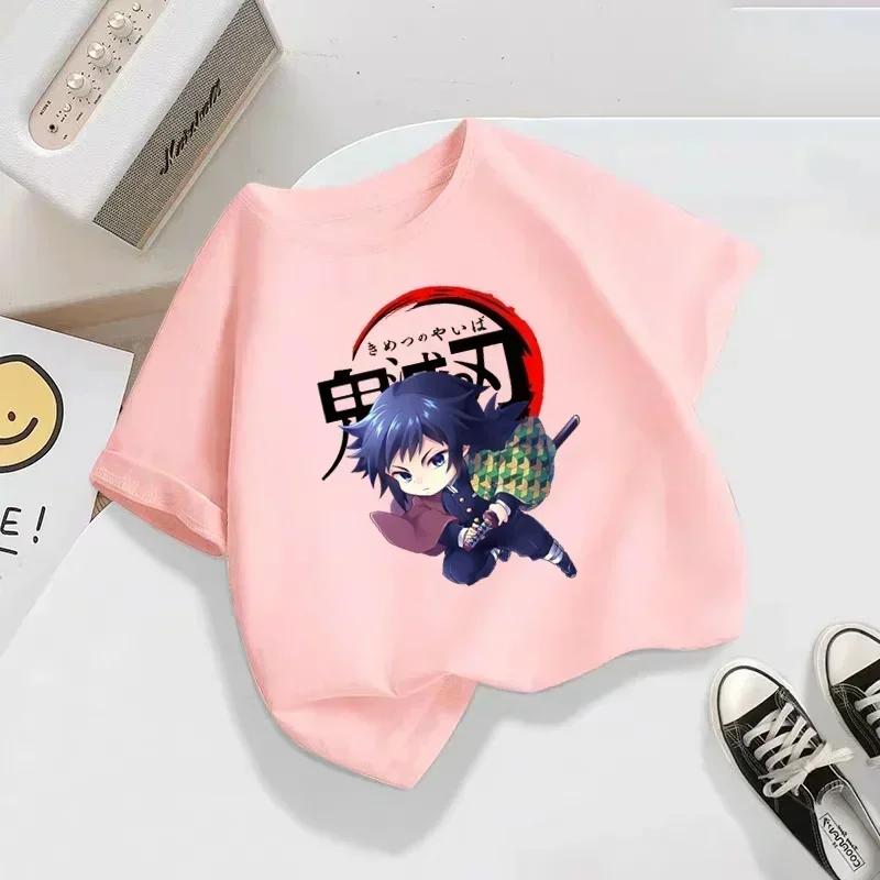 Детская футболка Аниме Мультфильм Клинок Рассекающий Демонов 2025 Детская Летняя Модная Забавная Одежда для Малышей Девочек Мальчиков