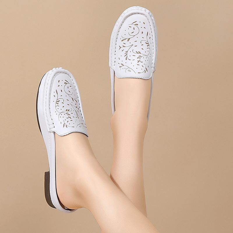 Women's Backless Sandals Summer Slip-on Flats Mule Shoes Closed Toe Slippers Lady Comfort Casual Travel Mule
