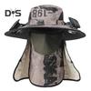 Wide Brim Sun Hat with 2 Solar Fan UV Protection Bucket Hat with Neck Flap And Face Guard 3 Speed Adjustable Fan Hat for Outdoor Fishing Camping