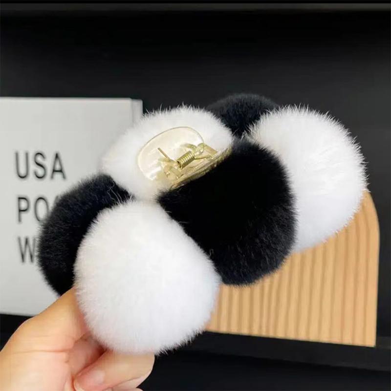 Зимний темпераментный кроличий волос, коготь для волос, шар для волос, большой плюшевый захват для волос на затылке, заколка в виде акулы, головной убор