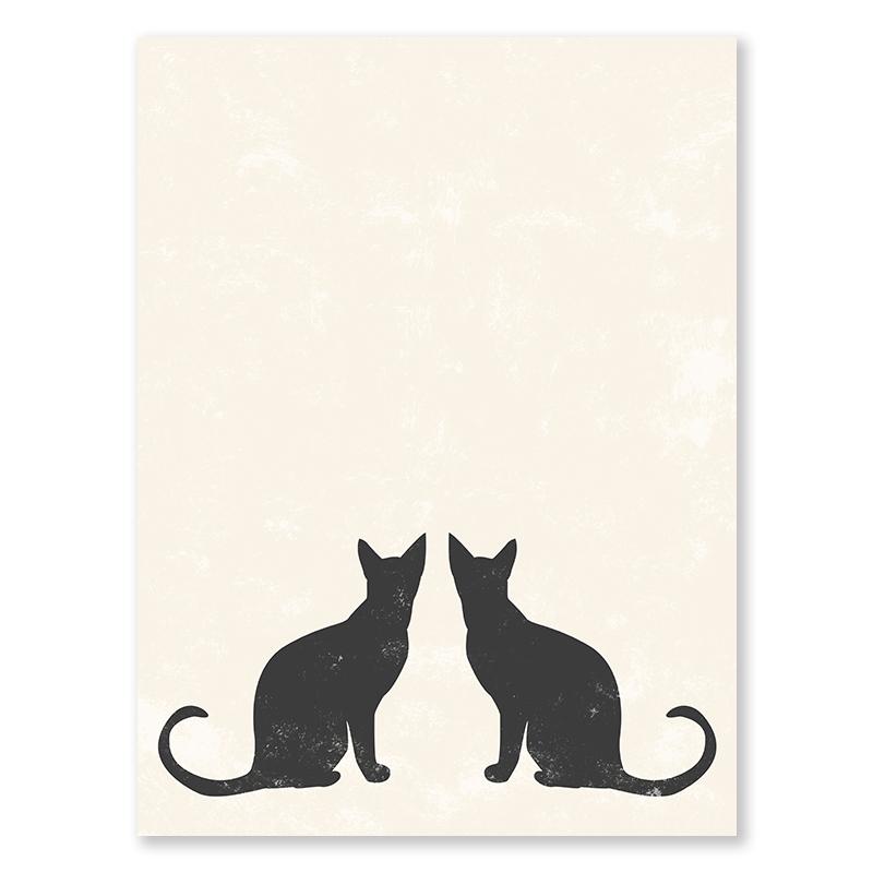 Black Skull Creative Wall Art Moon Kitten Scandinavian Poster Halloween Canvas Painting Wall Living Room Home Decoration