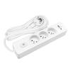 SELDUR G3FU32B Power Strip, 3 Type E Sockets + Switch, USB A+C Standard Charging 12W, White, 3m Cable