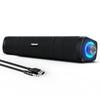 Uakinat USB Computer AUX Computer Wired USB Powered Colorful LED Light with Switch Surround Sound Portable Soundbar for Mobile Phone Speaker, 3.5mm