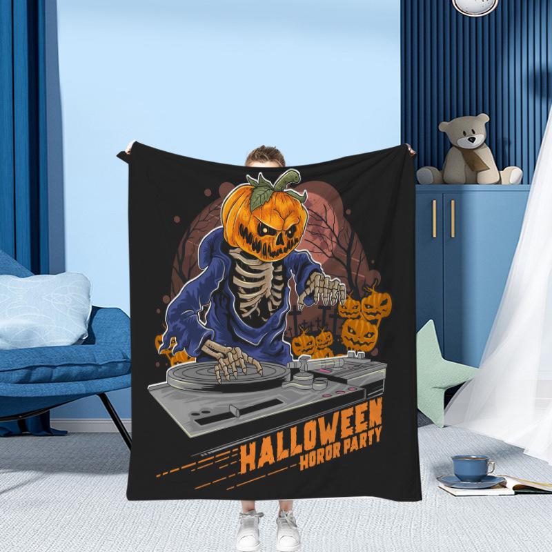 Halloween Pumpkin Head Series Printed Blanket for Sofa Bed Travel Camping Living Room Office Conditioning Blanket