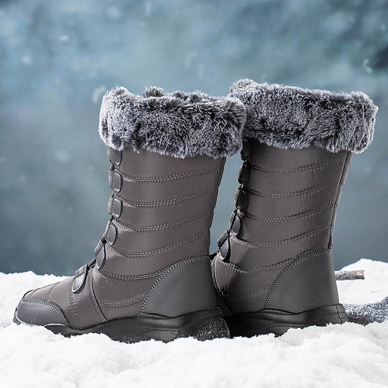 Зимние сапоги, высокие сапоги, простые хлопковые ботинки, женские водонепроницаемые и теплые женские ботинки большого размера