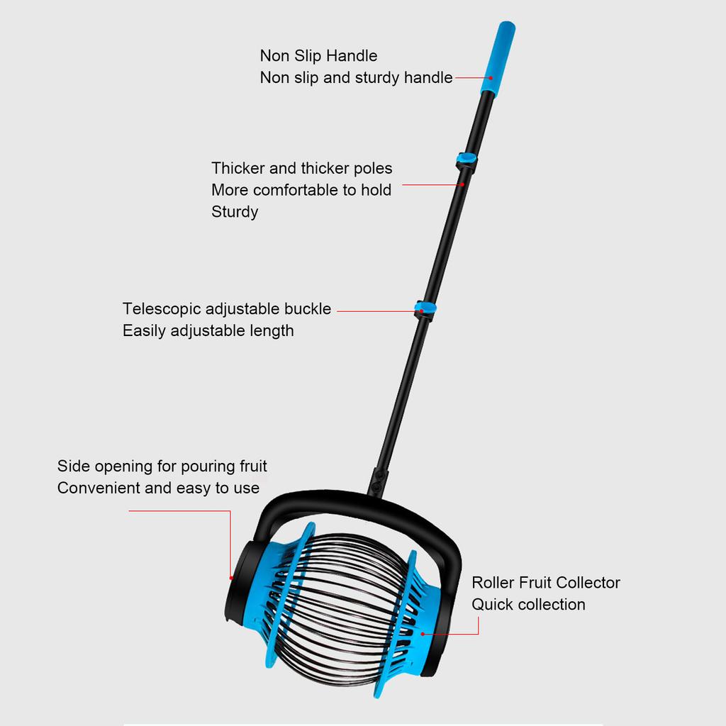 Nut Gatherer Labor Saving Efficient with Adjustable Telescopic Pole Ball Picker Roller for Ping Pong Tennis Ball