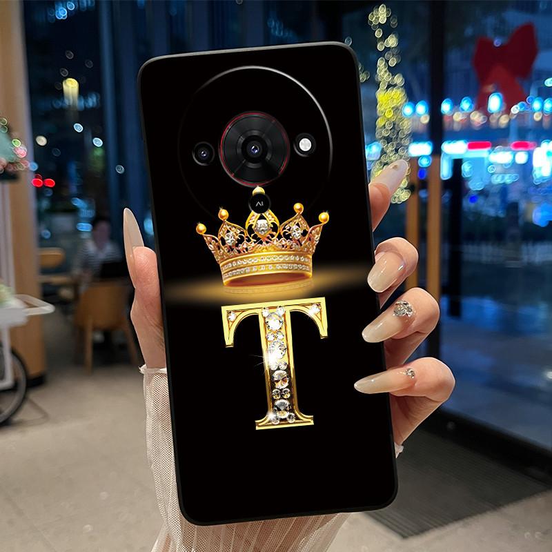 Элегантный простой чехол с короной и начальной буквой для ZTE Blade A76 5G, мягкий силиконовый, черный, противоударный корпус, чехол для ZTE Blade A76 5G