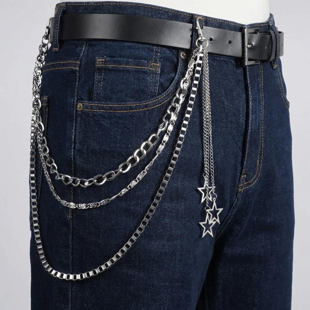 Three Layers Star Pendant Pants Chain Tassel Punk Waist Chain Fashion Hip Hop Chain Rock