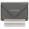 Auth Papier Mini Wallet Tri-Fold Gray Leather Ba6617db Used