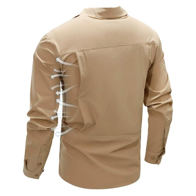 Весна Осень Мужские Рубашки Тактическая Работа Рубашка С Длинным Рукавом Мужская Повседневная Дышащая Быстросохнущая Кемпинг Пеший Туризм Карго Рубашки