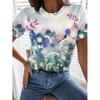 3D Printed Vintage Flower T Shirt For Women Colorful Graphic T-Shirts Summer Harajuku Loose Tees Round Neck Tops Short Sleeves