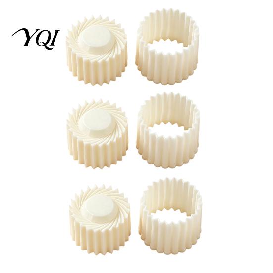 Home Baking Gadgets 2-in-1 Round Mooncake Mold, Double Ended Pastry Press with Scallop And Handheld Cookie Stamper Spiral Embossing for DIY