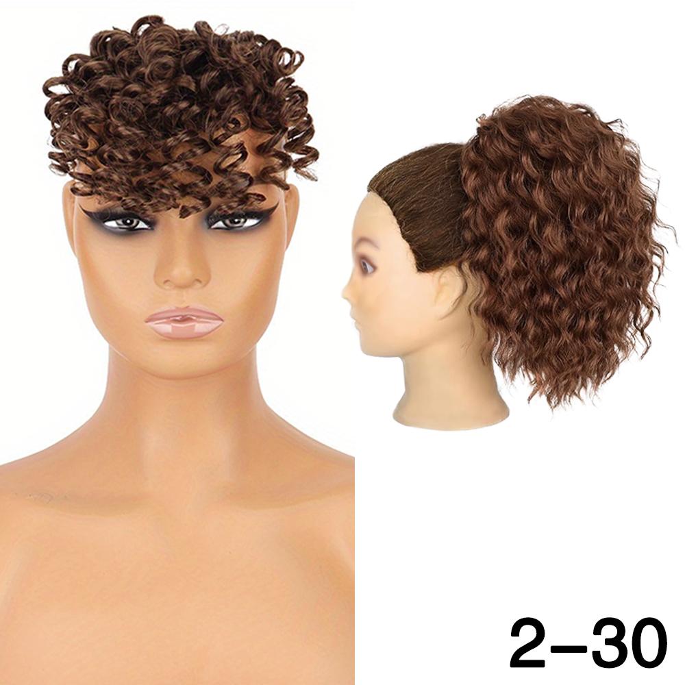 LISI HAIR 2 шт. синтетические короткие заколки с вьющимися челками и свободные короткие волнистые вьющиеся завязки конский хвост для женщин на каждый день