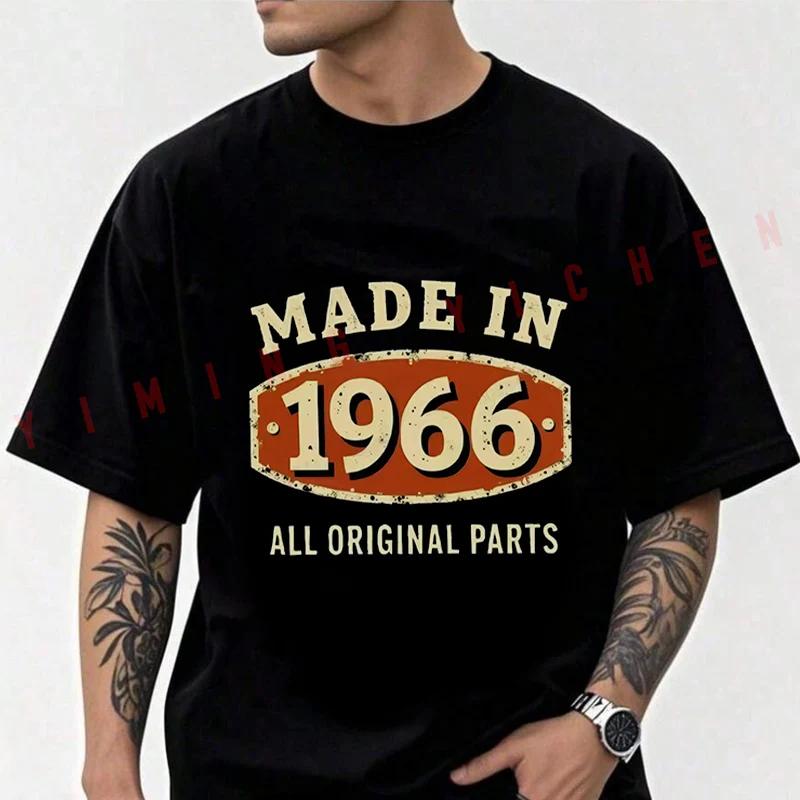 2026 Cotton Casual T-shirtMade In 1966 All Original Parts Print Vintage Motorcycle Tshirt Mens Summer Tops Tee