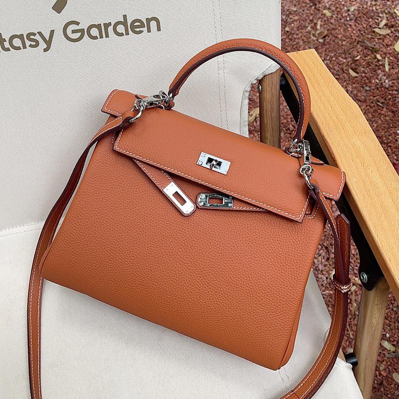 Женская сумка из высококачественной коровьей кожи первого слоя с узором личи, на плечо, кроссбоди