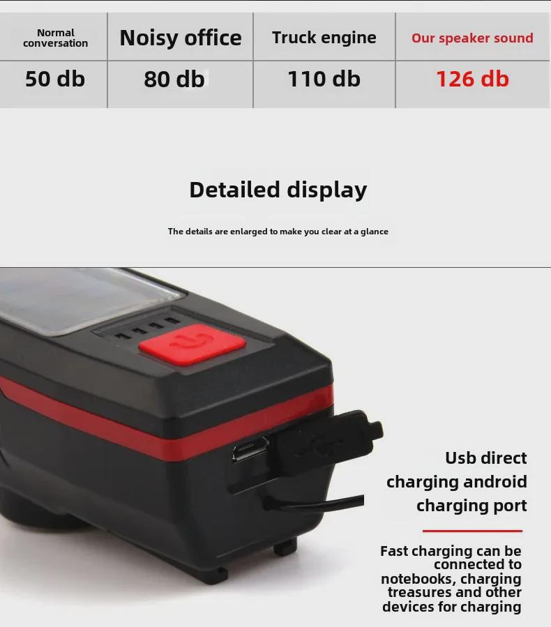 Solar-Powered Bicycle Headlight with USB Charging and Electric Display