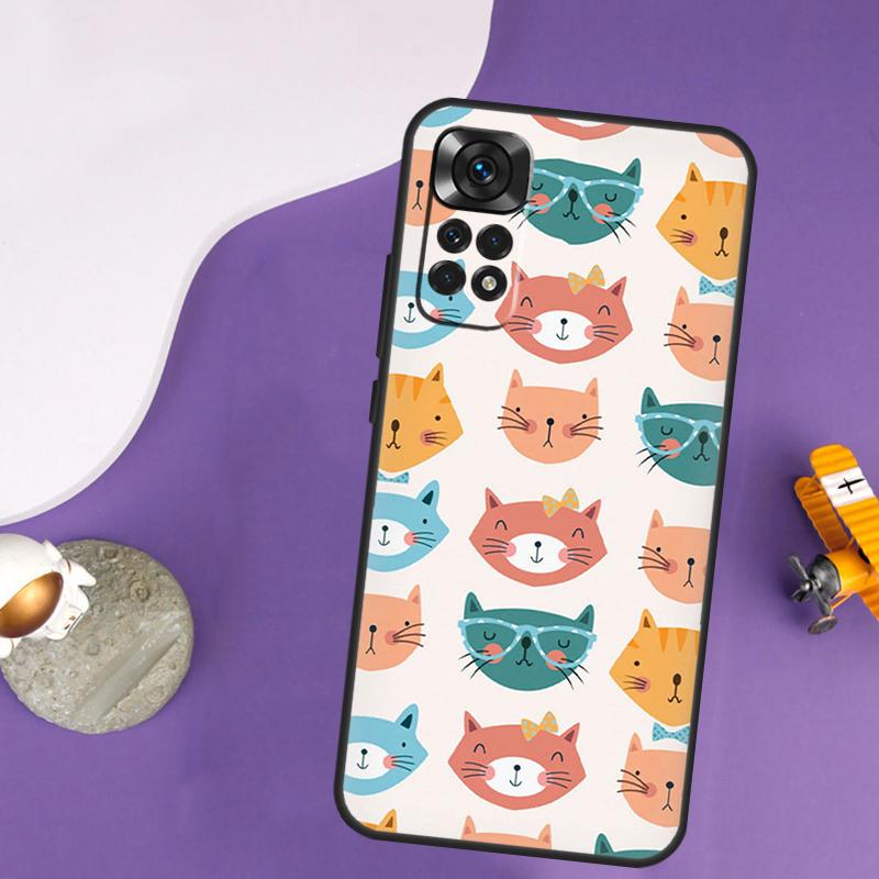 Милый Чехол с Рисунком Кошки Котенка Для Xiaomi Redmi Note 13 Pro 14 12 9 10 11 Pro 10S 11S 12S Redmi 13C 14C 10C 12C Чехол