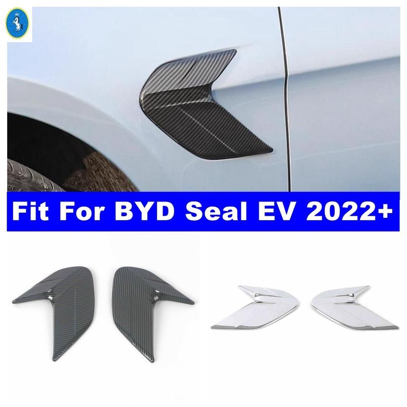 Side Door Body Leaf Board Panel Decoration Cover Trim For BYD Seal EV 2024 Chrome / Carbon Fiber Look Car Accessories