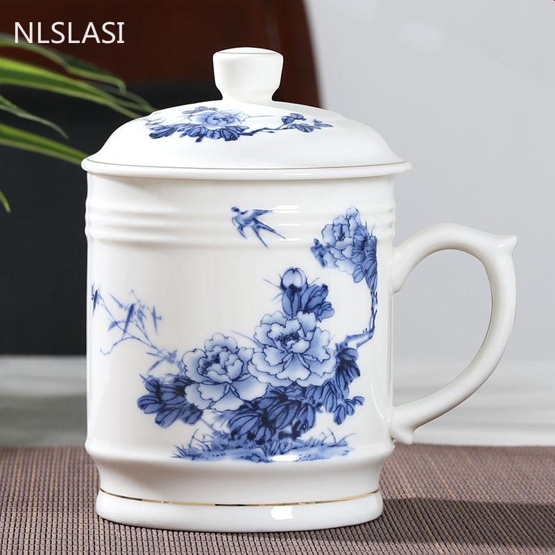 Керамические чашки Цзиндэчжэнь с крышкой, ручная роспись, цветочный узор, мастер-чашка, бутики, аксессуары для чайной церемонии, принадлежности