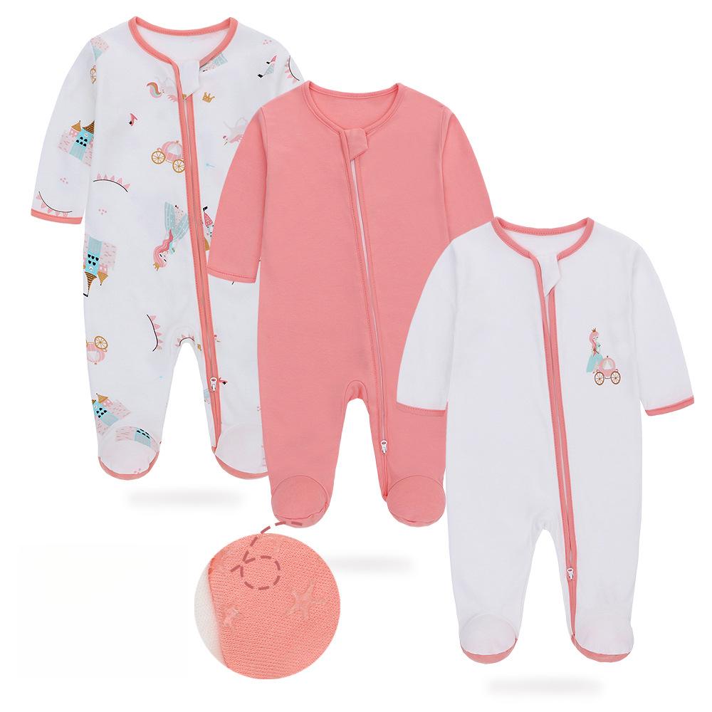 Детский комбинезон из 3 предметов, весенне-осенний комбинезон с длинными рукавами и облегающими ножками, детский комбинезон на молнии, нескользящая одежда для новорожденных