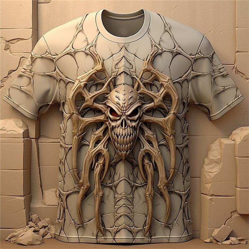 Мужские футболки с черепом и 3d принтом паука. Уличный дизайнер. Мужская одежда. Повседневная повседневная футболка с короткими рукавами. Свободная толстовка большого размера.