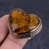 Балтийский янтарь Ручная работа Медь Ювелирное изделие Кольцо Размер 9 S8Q84