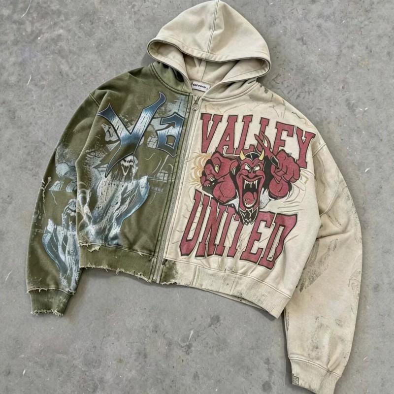 Unisex Y2K Streetwear Demon 3D Print Loose Fit Hooded Sweatshirt Jacket Teens