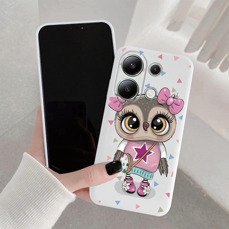Мягкий силиконовый чехол с рисунком совы для Samsung A55 M35 S24 Xiaomi Redmi Note 13 Pro iPhone Huawei Honor Realme Camera Защитный противоударный чехол