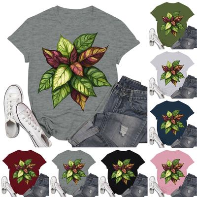 Женские модные повседневные пуловеры с короткими рукавами и круглым вырезом с принтом